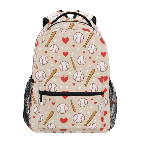 ALAZA Baseball Bat Hearts Pattern School Backpack Elementary Bookbag Laptop Bags Travel Daypack