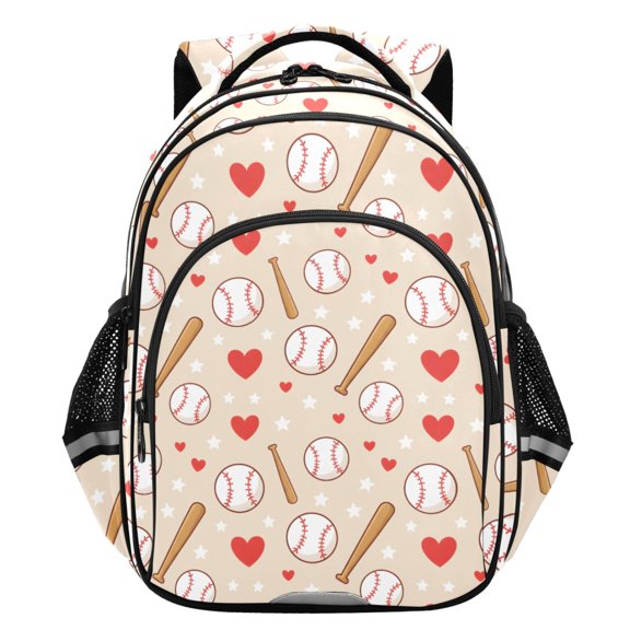 ALAZA Baseball Bat Hearts School Backpack Elementary Bag Student Bookbag Travel Rucksack