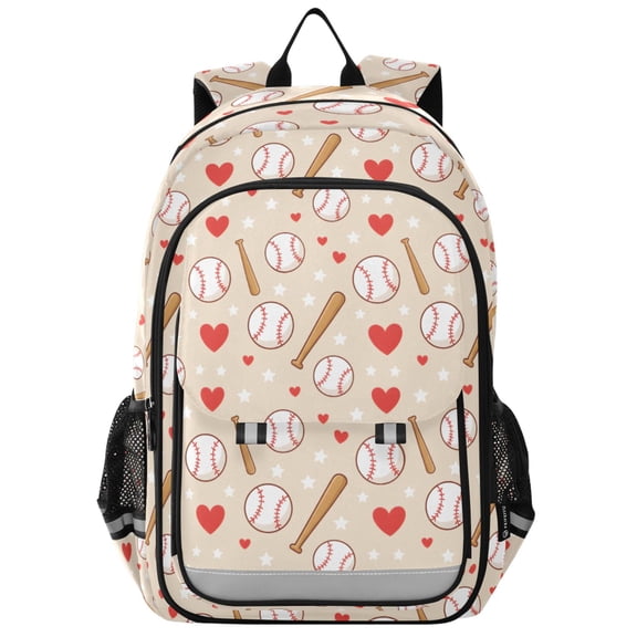 ALAZA Baseball Bat Hearts School Laptop Backpack Travel Bag Casual Student Bookbag Rucksack
