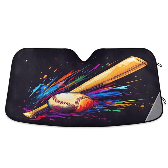 ALAZA Baseball Bat Windshield Sun Shade Car Foldable Sun Visor Block UV Rays Protector 55"x27.6"