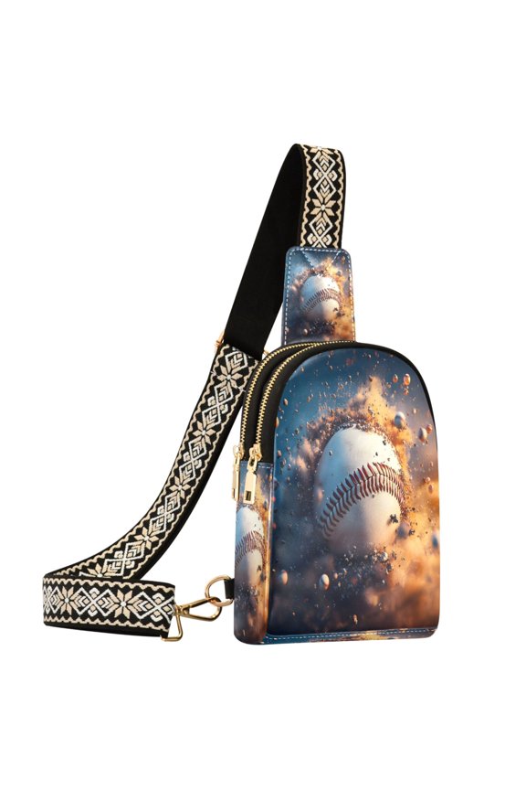 Baseball Burning Sling Bag for Women Men Waterproof Crossbody Chest Bags