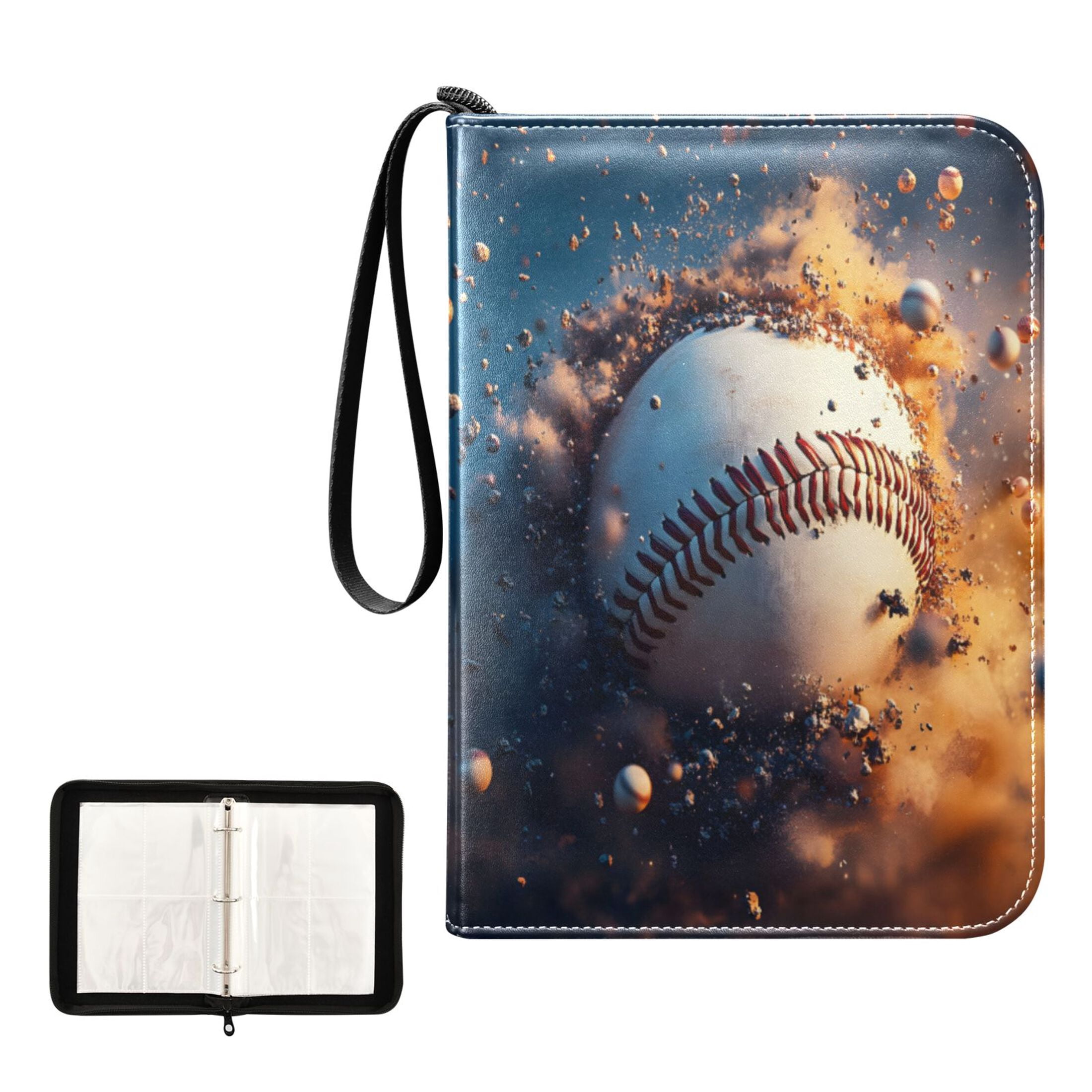 ALAZA Baseball Burning Trading Card Binder 4 Pocket Cards Collection Album 400 Folder Holder