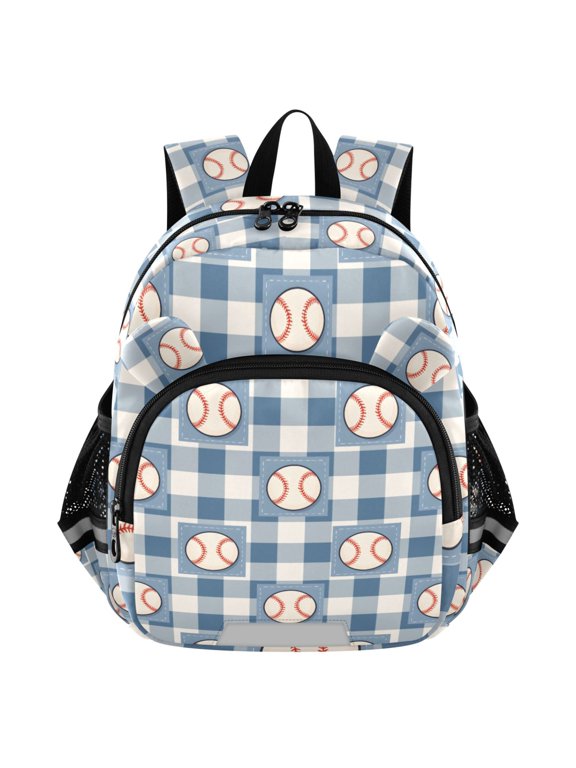 Baseball Checkered Mini Backpack School Bookbag Age 3-7 Small