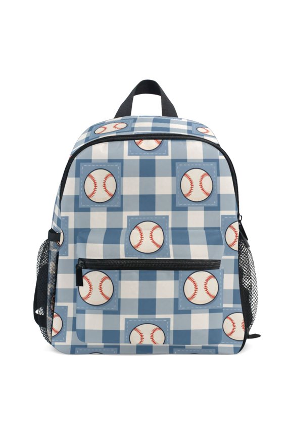 Baseball Checkered Pattern School Backpack Student Bookbag Mini Bag