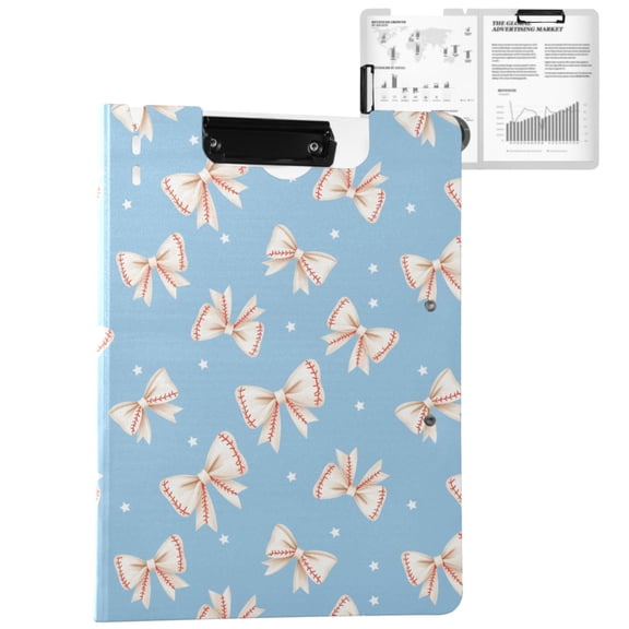 ALAZA Baseball Coquette Bows A4 Foldable Clipboard 360 Degree Folder Binder