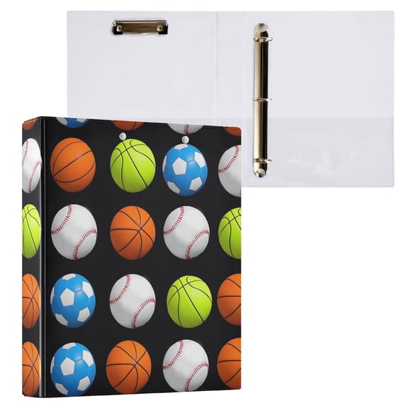 ALAZA Baseball Football Basketball Hardcover 3 Ring Binder 1.5" D-Rings with Interior Pockets Binders School 1 PC