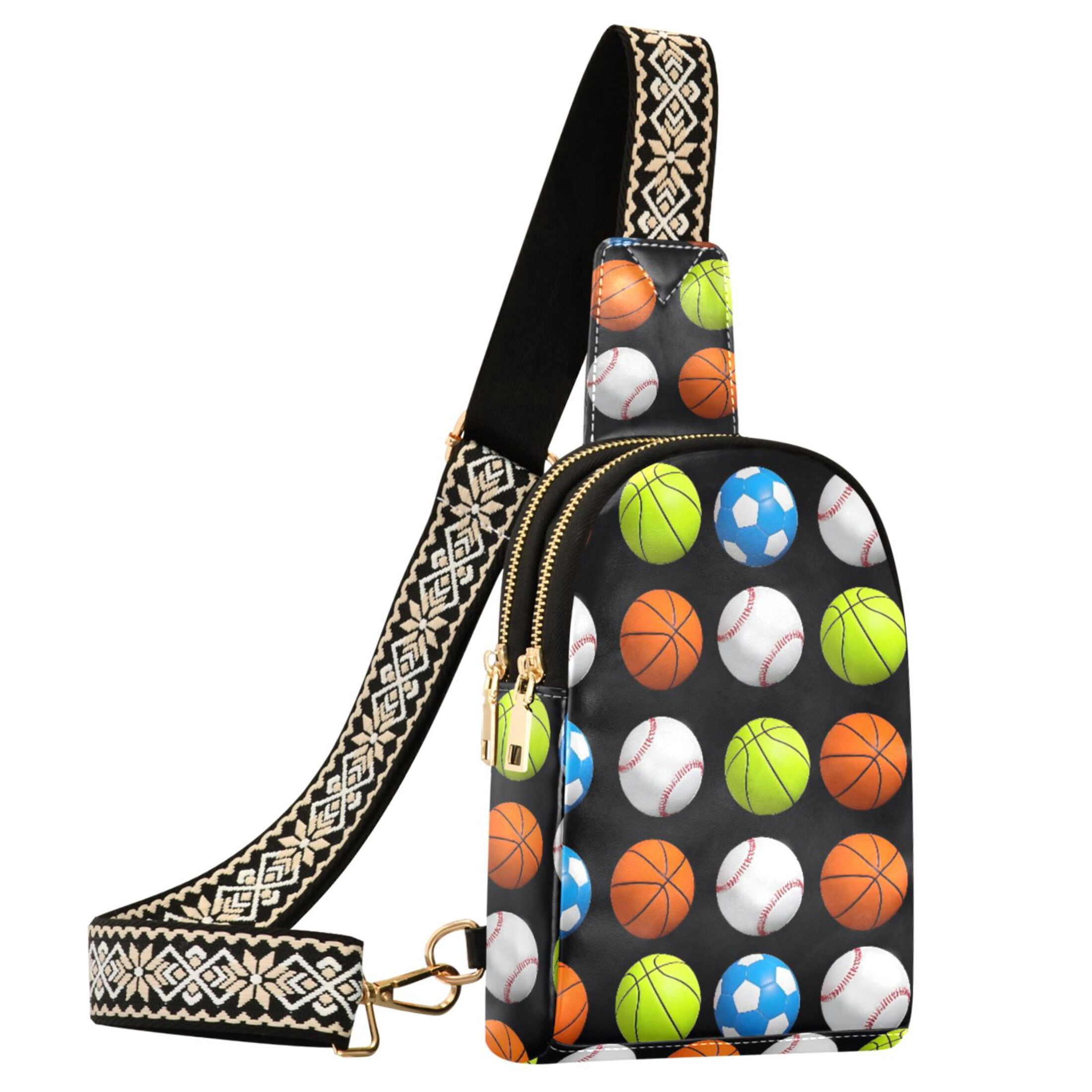 ALAZA Baseball Football Basketball Sling Bag for Women Men Waterproof Crossbody Chest Bags