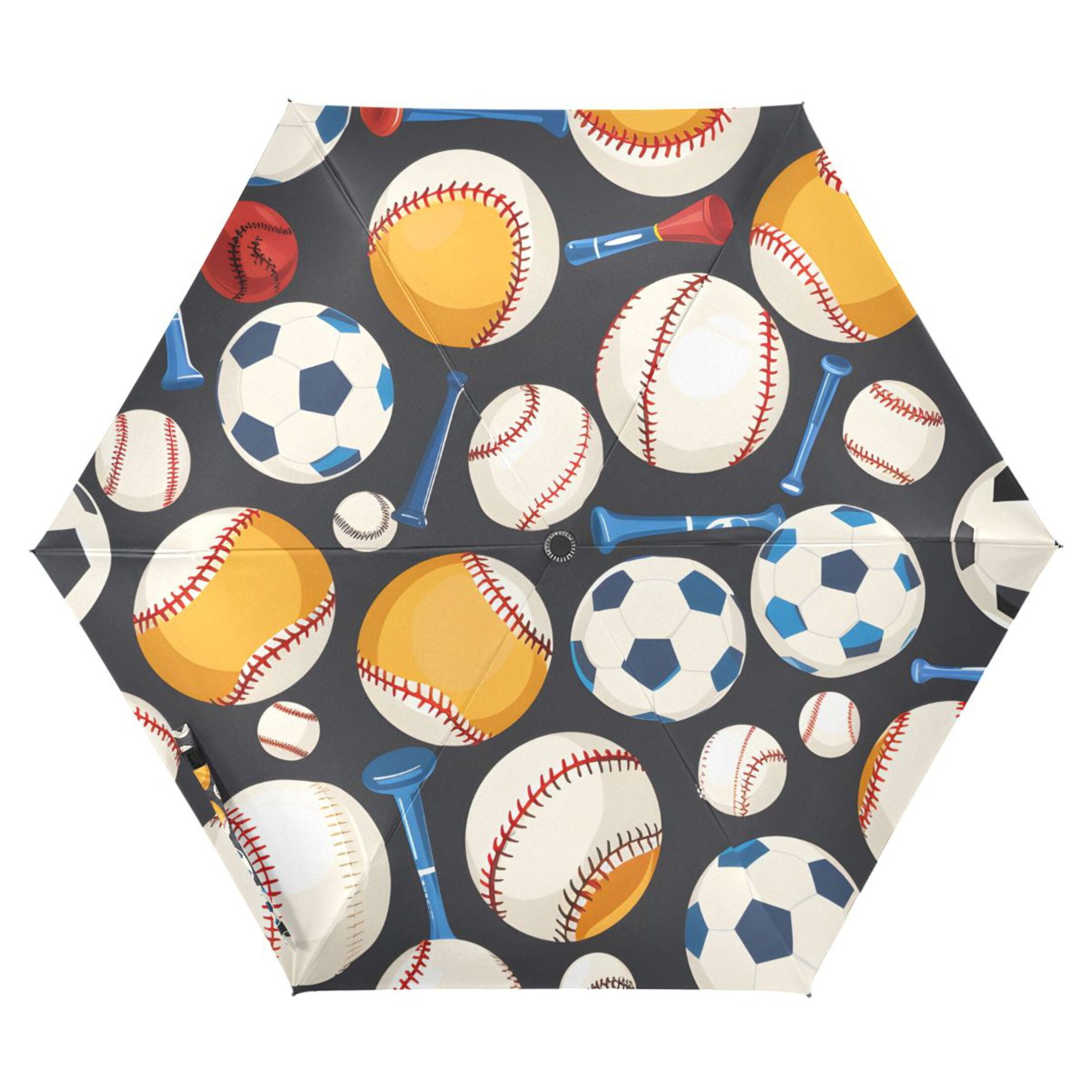 ALAZA Baseball Football UPF 50+ Compact Folding Umbrella for Rain Travel Umbrella Packable