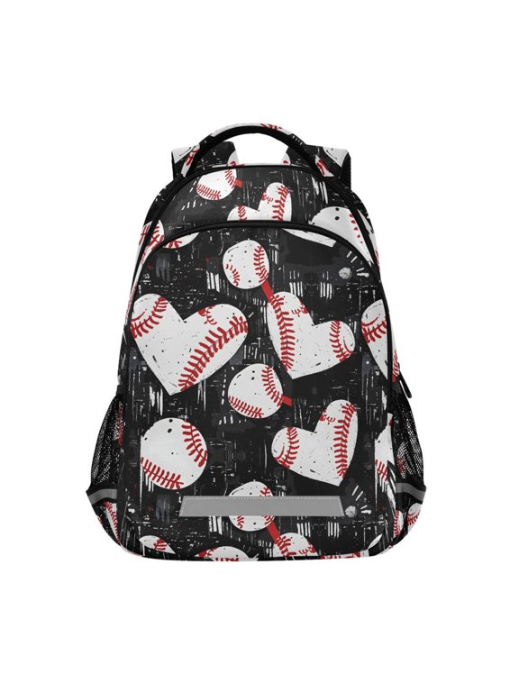 Baseball Hearts Backpack Elementary School Bag Bookbag Travel Rucksack