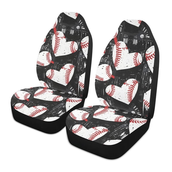 ALAZA Baseball Hearts Car Seat Covers 2 PCs Universal Auto Front Seats Interior Protector