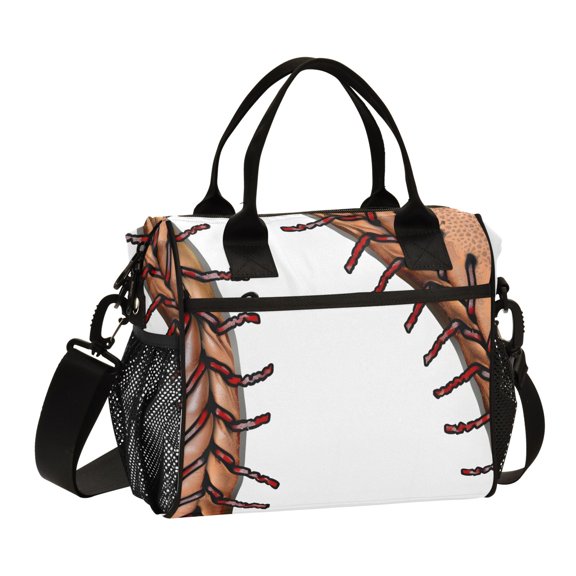 ALAZA Baseball Insulated Lunch Bag Reusable Tote Box Adjustable Shoulder Strap for Work Picnic