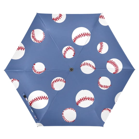 ALAZA Baseball Pattern UPF 50+ Compact Folding Umbrella for Rain Travel Umbrella Packable
