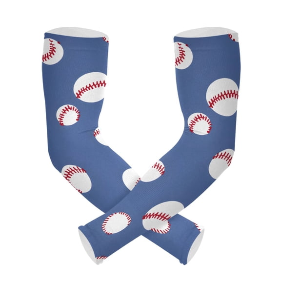 ALAZA Baseball Pattern UV Sun Protection Arm Sleeves UPF 50+ Compression Cooling Sleeve 1 Pair