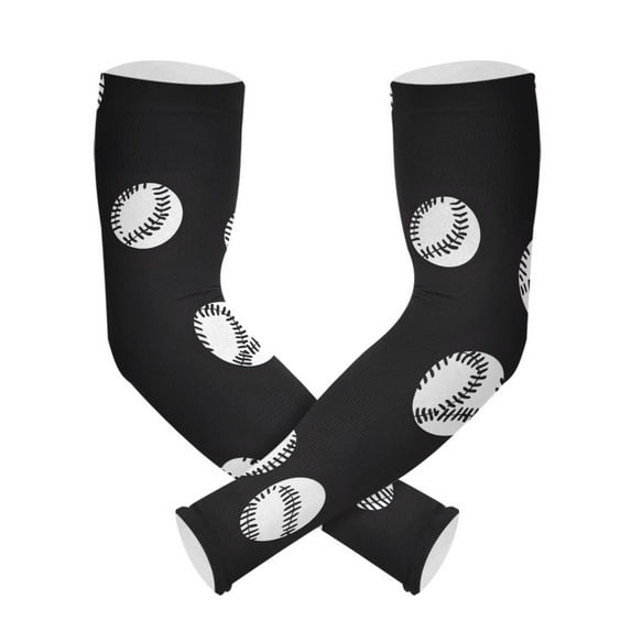 ALAZA Baseball Pattern UV Sun Protection Arm Sleeves UPF 50+ Compression Cooling Sleeve 1 Pair
