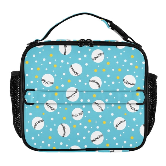 ALAZA Baseball Polka Dots Lunch Box Insulated Lunch Bag Cooler Tote with Shoulder Strap