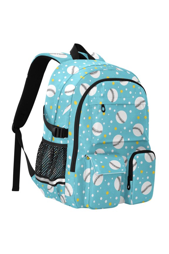 Baseball Polka Dots Print Student Backpack School Bookbag Large Laptop Daypack Travel Bag