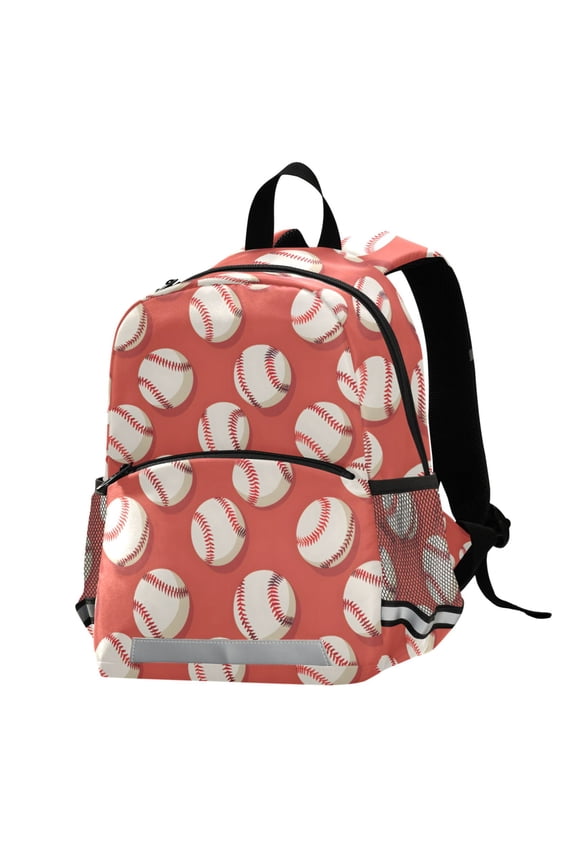 Baseball Red School Backpack Elementary Student Bookbag