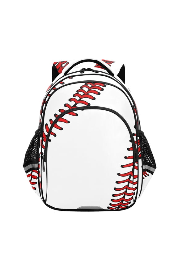 Baseball White School Backpack Elementary Bag Bookbag Travel Rucksack