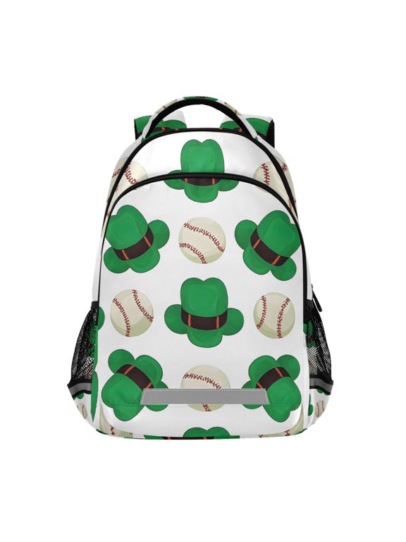 Baseball and Hat Backpack Elementary School Bag Bookbag Travel Rucksack