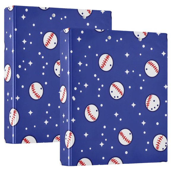 ALAZA Baseball and Star Hardcover 3 Ring Binder 1.5" Round Rings Interior Pockets Binders Organizer 2 Pack