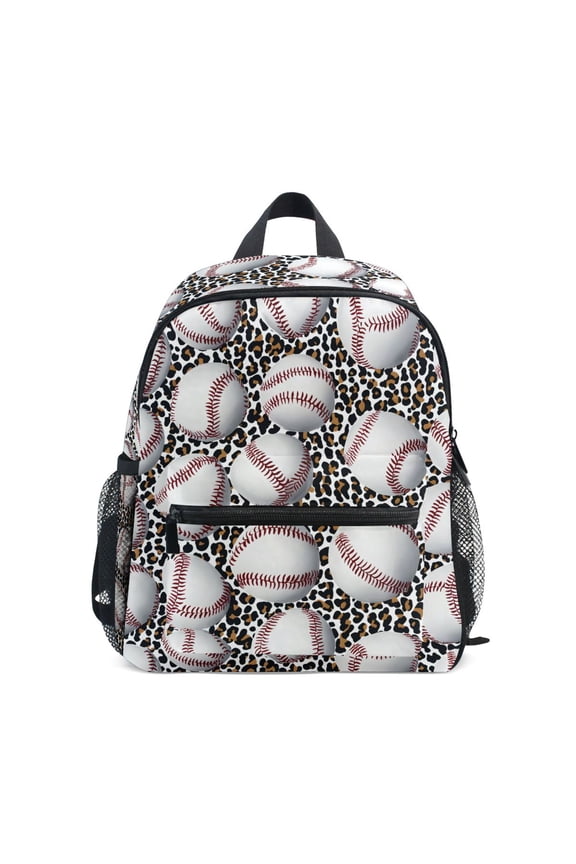 Baseball in Leopard School Backpack Small Bookbag Mini Bags