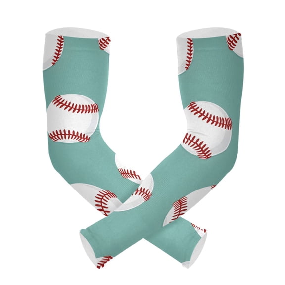 ALAZA Baseball on Blue UV Sun Protection Arm Sleeves UPF 50+ Compression Cooling Sleeve 1 Pair