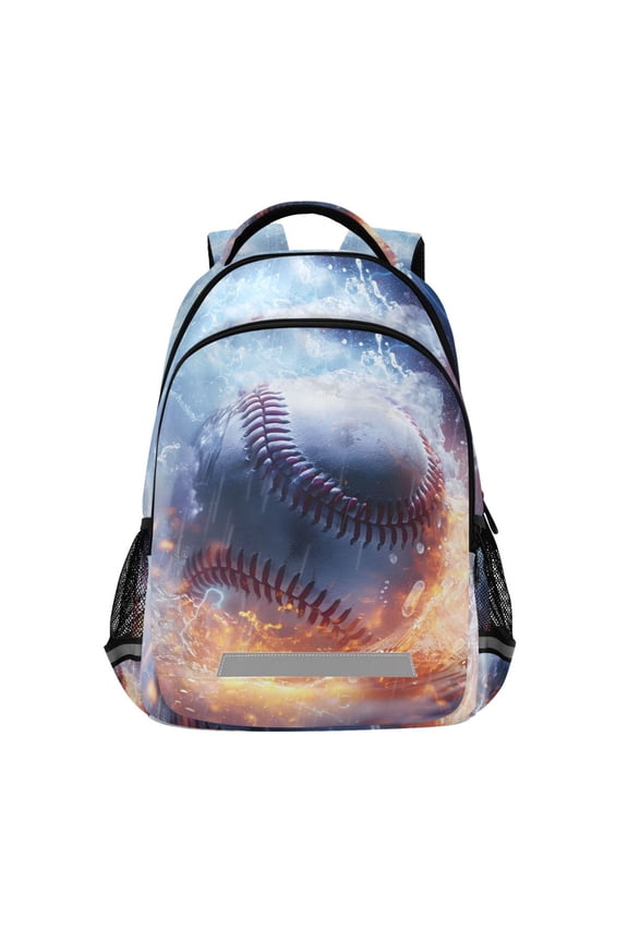 Baseball on Fire Backpack Elementary School Bag Bookbag Travel Rucksack