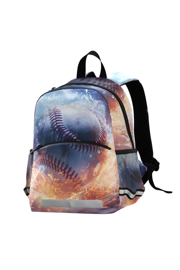Baseball on Fire School Backpack Elementary Student Bookbag