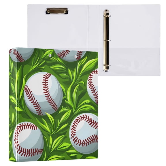 ALAZA Baseball on Grass Hardcover 3 Ring Binder 1.5" Round Rings Interior Pockets Binders Organizer 1 Pack