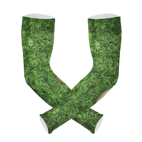 ALAZA Baseball on Grass UV Sun Protection Arm Sleeves UPF 50+ Compression Cooling Sleeve 1 Pair