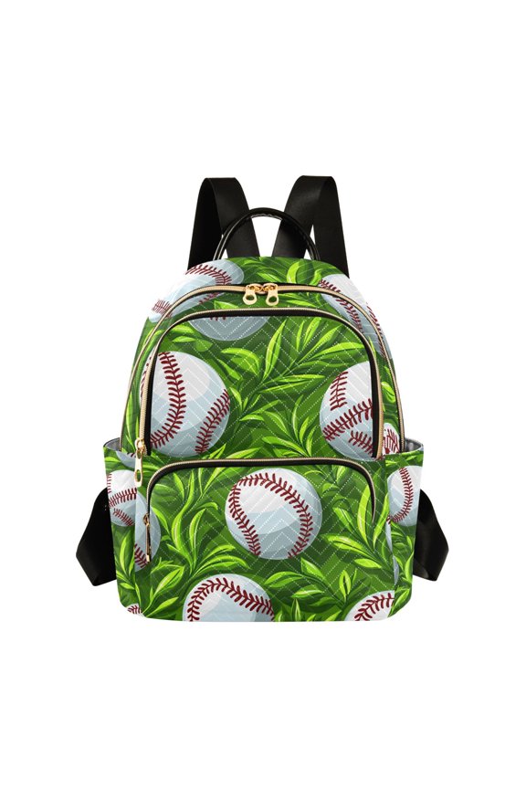 Baseball on Grass Womens Travel Laptop Backpack Large Daypack Ladies Shoulder Bags M