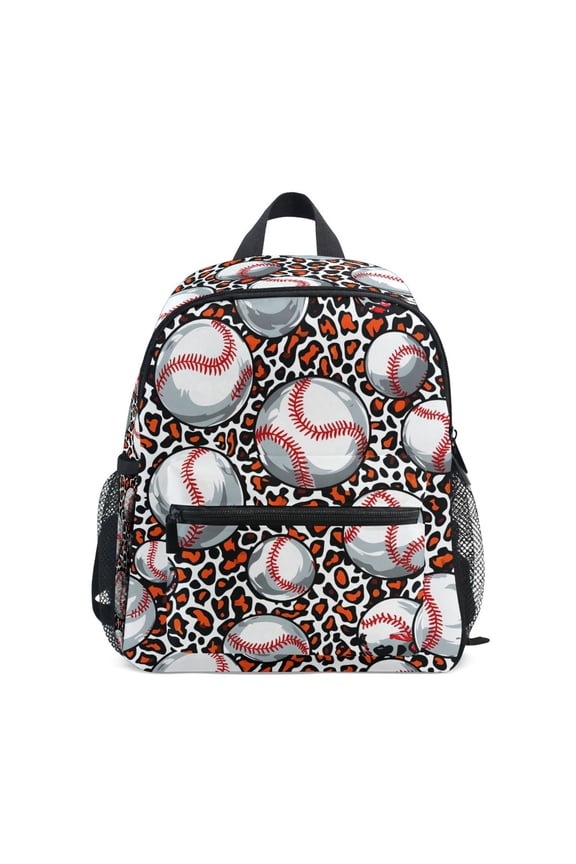Baseball on Leopard School Backpack Small Bookbag Mini Bags