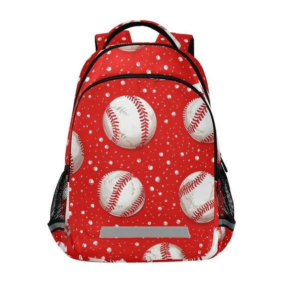 ALAZA Baseball on Red Backpack Elementary School Bag Bookbag Travel Rucksack