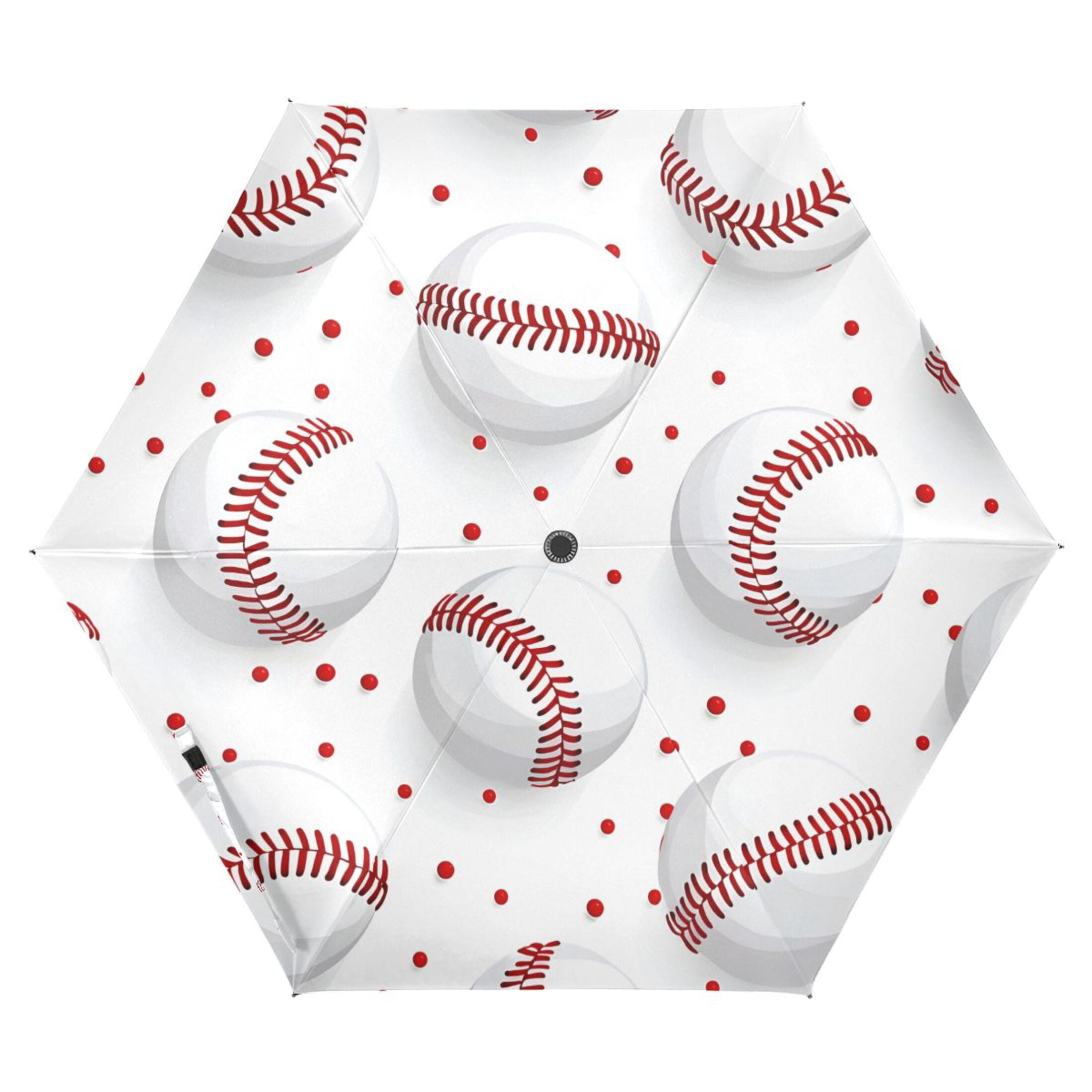 ALAZA Baseball on White UPF 50+ Compact Folding Umbrella for Rain Travel Umbrella Packable