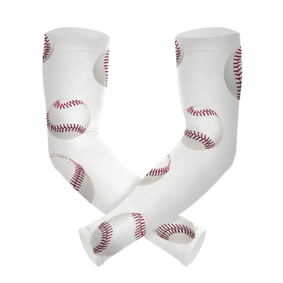 ALAZA Baseball on White UV Sun Protection Arm Sleeves UPF 50+ Compression Cooling Sleeve 1 Pair