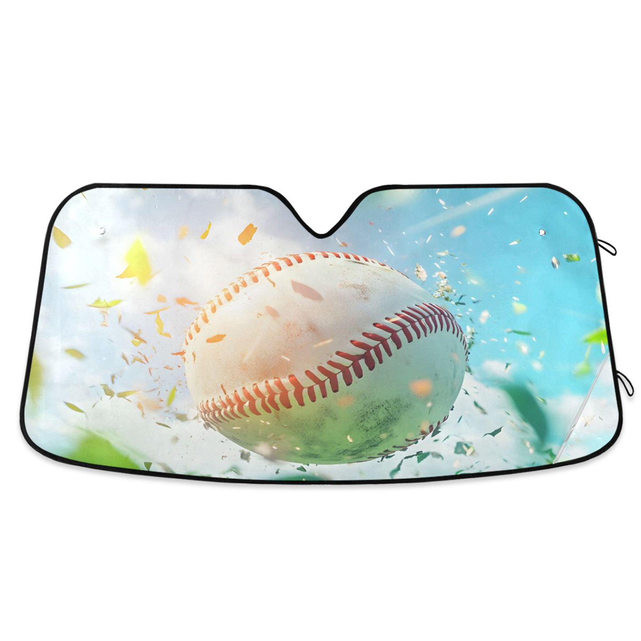 ALAZA Baseball with Leaf Windshield Sun Shade Car Foldable Visor Block ...