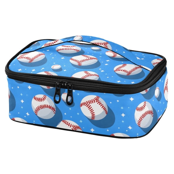 ALAZA Baseballs Lunch Box Insulated Cooler Tote Bag Reusable School Picnic Travel Office