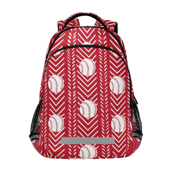 ALAZA Baseballs on Red Backpack Elementary School Bag Bookbag Travel Rucksack