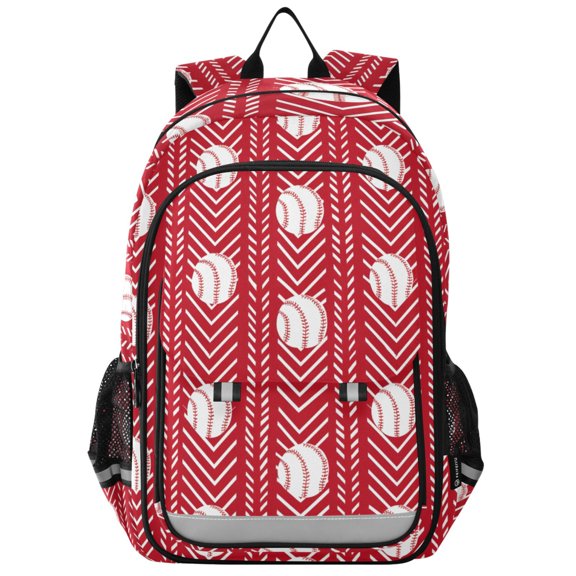 ALAZA Baseballs on Red Laptop Backpack Purse Travel Bag Casual School Bookbag Rucksack for Women Men