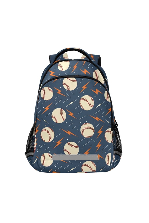 Baseballs with Lightning Backpack Elementary School Bag Bookbag Travel Rucksack