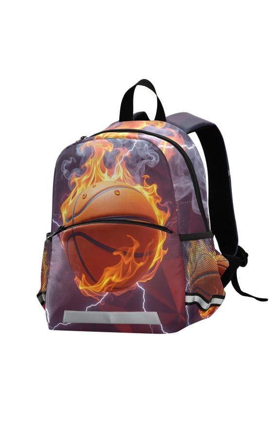 Basketball Burning School Backpack Elementary Student Bookbag