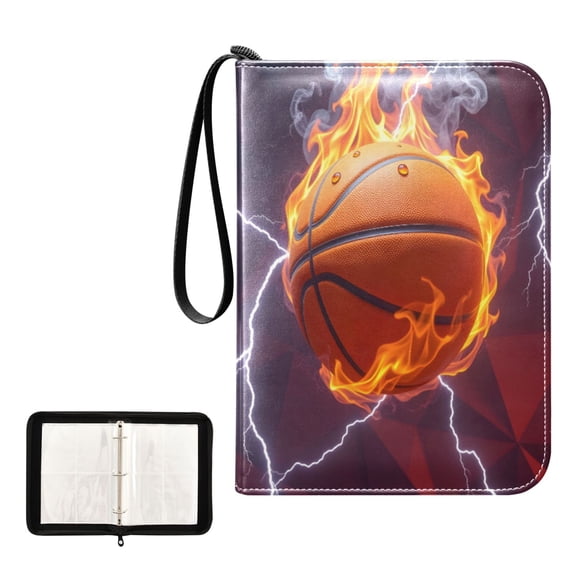 ALAZA Basketball Burning Trading Card Binder 4 Pocket Cards Collection Album 400 Folder Holder