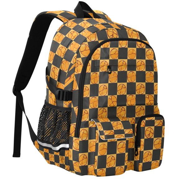 ALAZA Basketball Checkered Grid Print Student Backpack School Bookbag Large Laptop Daypack Travel Bag