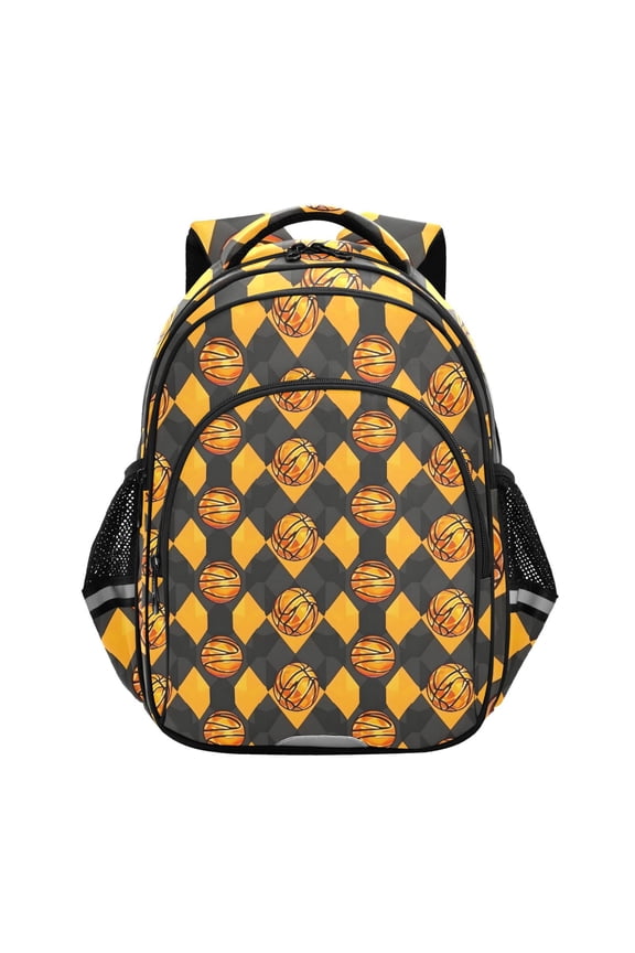 Basketball Checkered School Backpack Elementary Bag Bookbag Travel Rucksack