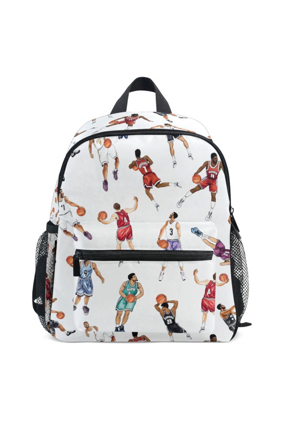 Basketball Player Pattern School Backpack Student Bookbag Mini Bag