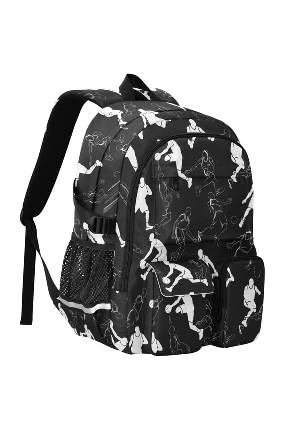Basketball Players Print Student Backpack School Bookbag Large Laptop Daypack Travel Bag