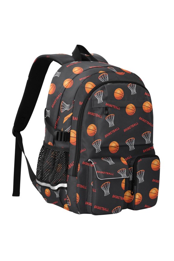 Basketball Print Student Backpack School Bookbag Large Laptop Daypack Travel Bag