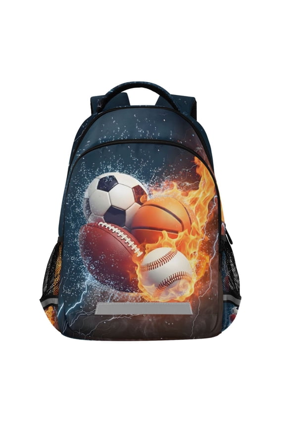 Basketball Soccer Ball Baseball Pattern Backpack Elementary School Bags Student Bookbag Travel Rucksack