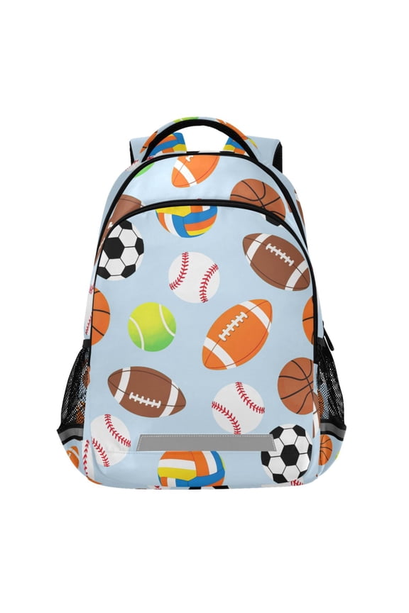 Basketball Soccer Ball Pattern Backpack Elementary School Bags Student Bookbag Travel Rucksack