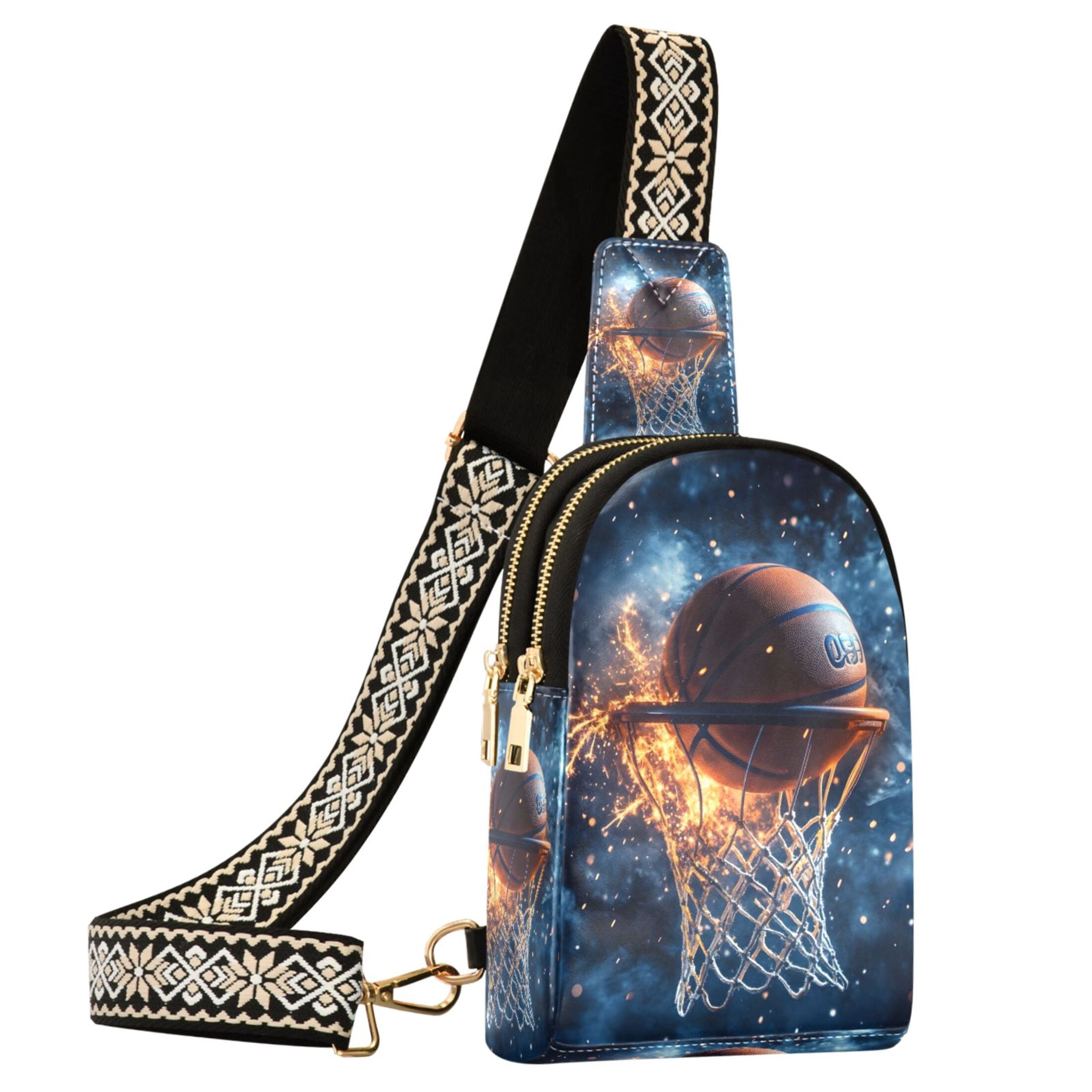 ALAZA Basketball Sparks Sling Bag for Women Men Waterproof Crossbody Chest Bags